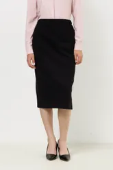 Юбка на высокой посадке, на резинке, миди «Трикотаж» черная