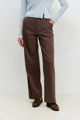 Брюки на высокой посадке, широкие, на резинке «Лиоцелл» коричневые