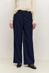 Брюки на высокой посадке, широкие, на резинке «Брант» синие