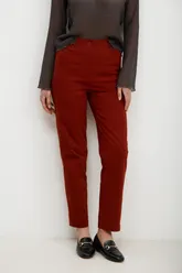 Брюки на высокой посадке, зауженные, на резинке  «Хлопок» кирпичные