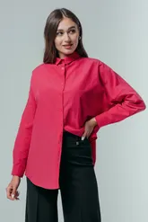 Рубашка из хлопка с длинным рукавом «Келли» фуксия