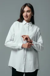 Рубашка из хлопка с длинным рукавом «Келли» белая