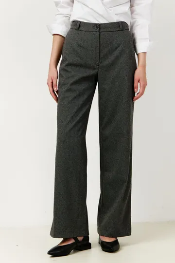 Брюки на высокой посадке, широкие, на резинке «Ёлочка» серые