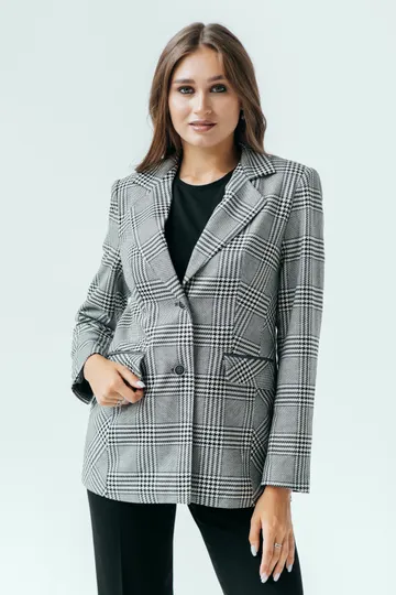 Пиджак в крупную клетку «Брегенц» молочно-синий