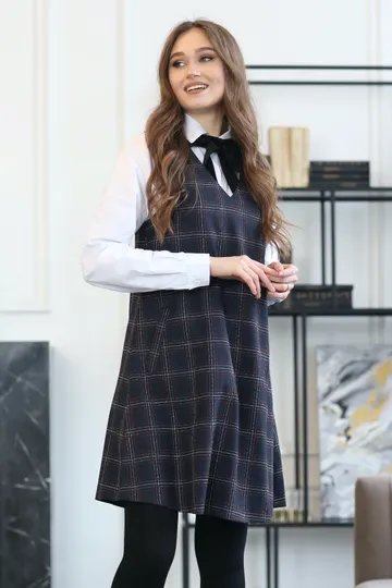 Сарафан расклешенный с карманами «Руана» синий