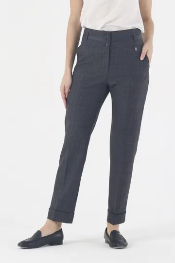 Брюки на средней посадке зауженные 7/8 длины с манжетами "Истини" серые