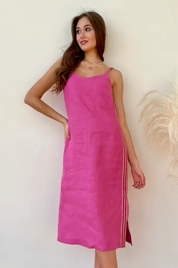 Сарафан «Лён розовая Орхидея» розовый