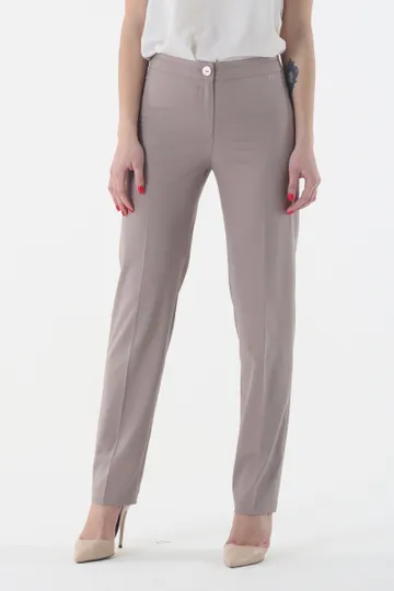 Брюки на средней посадке зауженные к низу "Эллен" бежевые