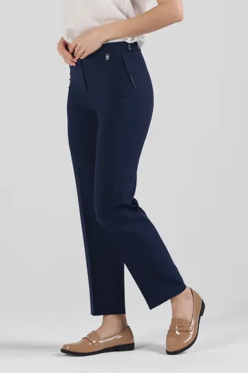 Брюки на высокой посадке на резинке слегка зауженные 7/8 "Доминикана" синий сапфир